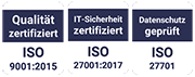 unsere ISo-Zertifikate 9001, 27001 und 27701
